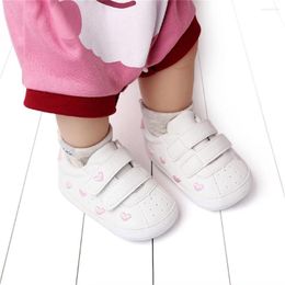 First Walkers Born Infant Baby Sneaker PU Leather Heart Star Embroidery Non-slip Flats Walking Sport Shoes For Girls Boys