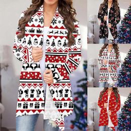 Women's Knits Women Christmas Cardigan Print Button Long Sleeve Knitted Sweater With Cap Collar Temperament Bat-shaped Hoodie Soft Loose