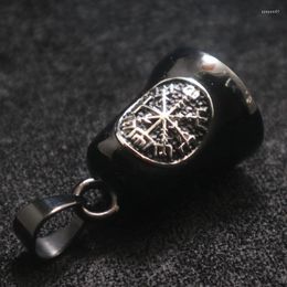 Pendant Necklaces Unisex 316L Stainless Steel Viking Amulet Black Silver Plated Bell Est