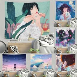 Tapestries Tapestry Healing Girl Astronaut Room Decoration Background Student Dormitory Bedroom Livingroom Decoration Hanging Cloth R230710