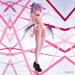 Action Toy Figures Anime Little Figure Eve wing Cute Sexy white Swimsuit Kneeling Cat Ear Girl Pink Gray Figure Ornament Model 23CM R230710