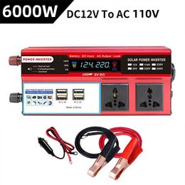 Jump Starter 6000W Car Inverter Modified Sine Wave Power Converter DC 1224V To AC 110V220V Voltage Transformer Adapter Inverter4USB Charger HKD230710