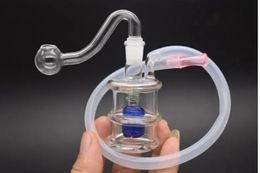 2023 New 10mm mini glass barrel spiral recovery Dab oil rig water pipe 10mm connector bucket with barrel and hose