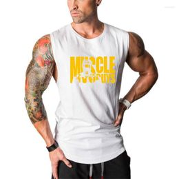 Men's Tank Tops Brand Bodybuilding Clothing Mens Muscle Summer Fashion Print Sleeveless Breathable Cotton T-Shirt Gyms Casual Workout