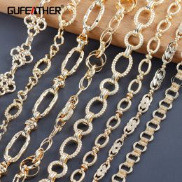 Chains GUFEATHER C230 chain pass REACH nickel free 18k gold rhodium plated copper diy bracelet necklace jewelry making findings 1m lot 230710