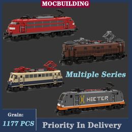 Blocks MOC City Freight Railway Train Set Red Locomotive Model Building Block Assembly Transport Vehicles Collection Series Toy Gifts 230710