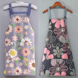 Kitchen Apron Cute Flower Kitchen Household Cooking Apron For Women Children Kitchen Men Waterproof Adult Coffee Baking Accessories R230710