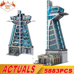 Soldier Creative Expert Super Heroes Modular Bricks Street Views Model With Light 55120 5883Pcs Tower Building Blocks Kids Gifts 230710