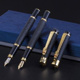 Fountain Pens Luxury High Quality Hero Pen Frosted Black Golden Dragon Iraurita Ink Stationery Office School Supplies 230707