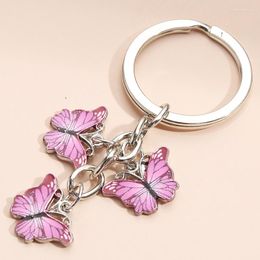 Keychains 2023 Spring Summer Colorful Butterfly Keychain Retro Metal Car Key Ring Pendant Chain Female Accessories For Women Gift