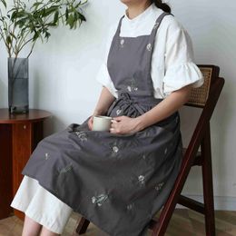 Kitchen Apron Cotton household kitchen apron household apron with cotton and linen waterproof apron R230710