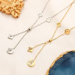 Famous Womes Designe 18K Gold Plated Silver Pendant Necklaces High-end Stainless Steel Links Chains Necklace Geometry Flower Pendants Jewelry