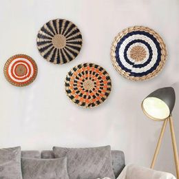 Decorative Plates Woven Wall Basket Decor Natural Boho Seagrass Fruit Bowl Rattan Hanging For Home Bedroom Kitchen Living Room Set Of 1 230707