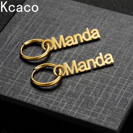 Hoop Huggie 1 Pair Customized Name Earring Stainlesss Steel Gold Plated Women Personalized Letters Ear Buckle Earrings Jewelry Gifts 230710