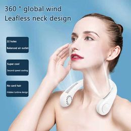 Electric Fans Portable Neck Fan USB Rechargeable Bladeless FAN MINI Electric Ventilador Silent Neckband Wearable Cooling for Sports