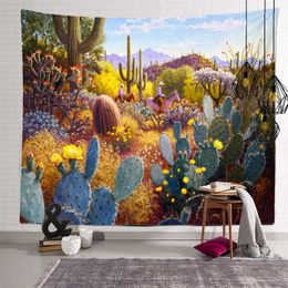 Tapestries Dome Cameras Tapestry Decoration Cactus Plant Flower Tapestry Home Bedroom Sofa Background Cloth