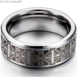 Wedding Rings BONISKISS TUNGSTEN 2020 Vintage Men's Ring 8mm Cool Gift Jewelry Men's Carving Wedding Band Anillos hombre Unique Bijoux Z230712