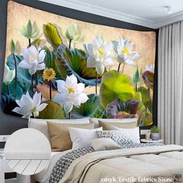 Tapestries Flower Painting Tapestry Wall Hanging Chart Tapestries Colourful Home Decor R230710