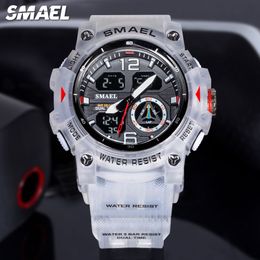 SMAEL Dual Time LED Display Watch for Men Military Sport Digital Watches Women Unisex Waterproof Auto Date Week Wristwatch 8007