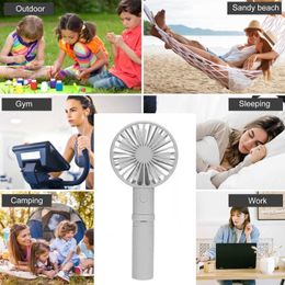 Electric Fans Foldable Triangle Bracket Fan USB Rechargeable Handheld Mini Hand Fan 500mAh 3-gear Adjustment Silent 7 Blades for Travel Makeup