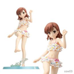 Action Toy Figures 23CM Anime Figure Misaka Mikoto Majutsu Index Sexy Cute White Swimsuit Standding Model Dolls Toy Gift Material R230710