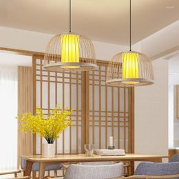 Pendant Lamps Post Modern Rattan Bamboo Lamp Chinese Creative Japanese Chandelier Candlestick For Restaurant Tent Pot