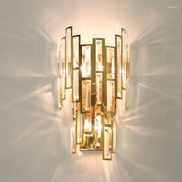 Wall Lamps Golden Crystal Lamp Stainless Steel Pattern LED For Living Room