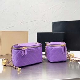 Luxury Channel bag Designer Bags Golden Ball square box bag Handbag Makeup bags Tote New Fashion Texture Leather 2 size Dressing case Portable Shoulder Crossbody Bag