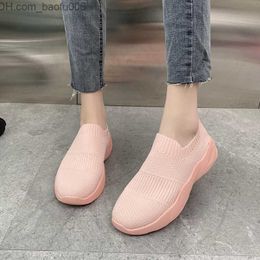 Dress Shoes 2022 Summer New Breathable Flight Knitting Sports Casual Shoes Women's Flight Knitting Round Head Pink Knitting Category Low Top Dad Z230711