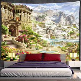 Tapestries Mountain Single-Plank Tapestry Wall Hanging Water Garden Natural Scenery Living Room TV Background Wall Decor R230710