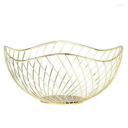 Plates Nordic Style Iron Fruit Bowl Basket Metal Wire Snack Tray Rose Gold Storage Holder For Kitchen Home Decoration