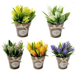 Decorative Flowers Hybrid Fake Flower Grass With Plastic Vase Bonsai Artificial For Wedding Party Living Room Garden Farmhouse Decoration