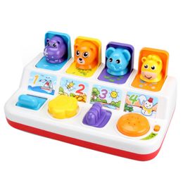 Other Toys Cute Cartoon Animal Shape Peekaboo Pop Up Interactive Toy with Music Kids Gift Memory Training Toddlers Development Puzzle Game 230710