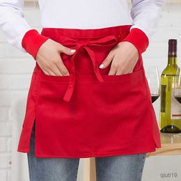 Kitchen Apron 60X40CM Short Apron Kitchen Hotels Restaurant Cafe Waiters and Waitresses Uniforms Cooking Aprons High Quality R230710