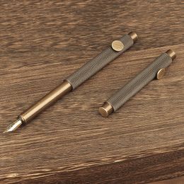 Fountain Pens Retro Metal Pen For Students Vintage Brass Mini Portable Writting Scalable School Office Supplies 230707