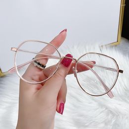 Sunglasses 0 To - 6.0 Shortsighted Glass Metal Retro Anti Blue Light Women's Polygon Glasses