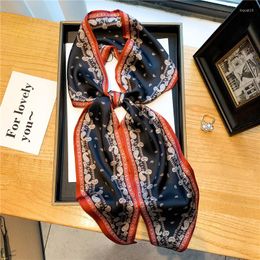 Scarves Design Hair Bands Long Skinny Scarf Women Headband Silk Scrunchies Ribbon Fashion Neckerchief Bandana Wrist Wrap Foulard 2023