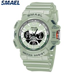 SMAEL Vintage Sport Watch Men Waterproof Military Watches Lage Face Multi-function New Fashion Ourdoor Digital Wristwaches 8065