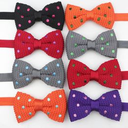 Bow Ties Knitted Tie Men Leisure Polka Dots Bilayer Single Layer For Wedding Party Striped Burgundy Butterfly Bowtie