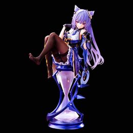 Action Toy Figures 18CM Piece Anime Figure Genshin Impact Liyue Seven Stars Keqing Anime Statue Action Figure Collection Model Kid Toy Ornament R230710