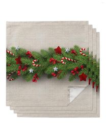 Table Napkin Christmas Tree Pine Needles Candy Bow Napkins Set Festival Home Wedding Party Dinner Cloth