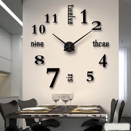 Wall Clocks 3D Wall Clock Mirror Wall Stickers Creative DIY Wall Clocks Modern Design Mute Quartz Needle Watch reloj de pared Home Decor 230710