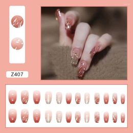 False Nails 24Pcs/set Short Ballet Fake French Pearl Nail Tips Artificial Full Cover Flower Manicure Tools