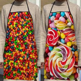 Kitchen Apron Custom Candy Pattern Kitchen Apron Dinner Cooking Apron Adult Baking Accessories Waterproof Fabric Printed Cleaning Tools R230710