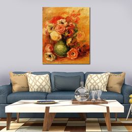 Handmade Impressionist Landscape Canvas Art Flowers Pierre Auguste Renoir Painting Decor for The Kitchen