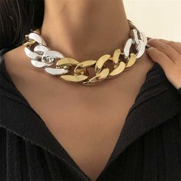 Strands Shixin Hiphop Thick Link Chain Necklace on Neck Punk Chunky Short Choker Collar for Women Chains 230613