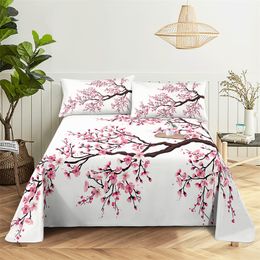 Bedding sets Beautiful Flower 0 9 1 2 1 5 1 8 2 0m Digital Printing Polyester Bed Flat Sheet With Pillowcase Print Set 230710