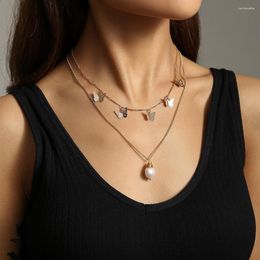 Pendant Necklaces Fashion Natural Fresh Water Pearl Necklace For Women Collarbone Chain Golden Small Butterfly Choker Jewelry Accessories