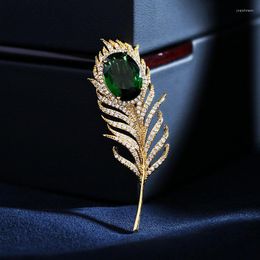 Brooches SINZRY Korean Jewellery Accessory CZ Micro Pave Feather Pin For Women