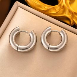 Hoop Earrings 316L Stainless Steel Minimalist Versatile Geometry Smooth Surface Silver Color Prime Ring Fashion High Jewelry SAE892